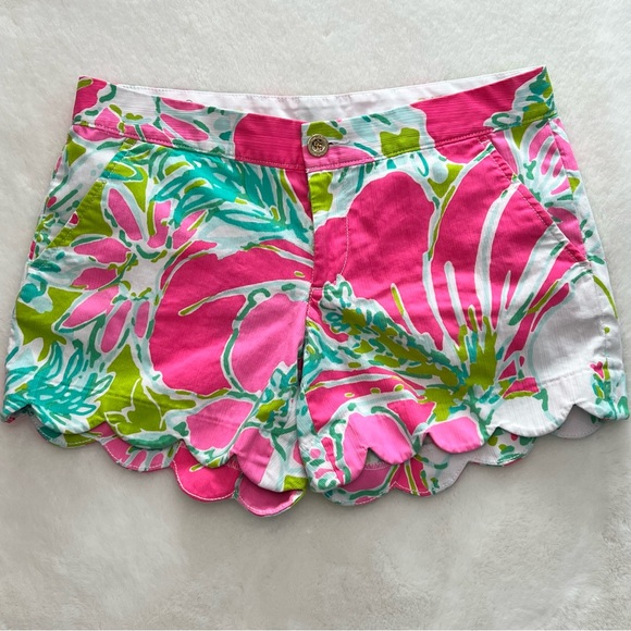 Lilly Pulitzer Buttercup Shorts Flamingo Pink Don’t Give A Cluck Size 2 - Picture 8 of 16